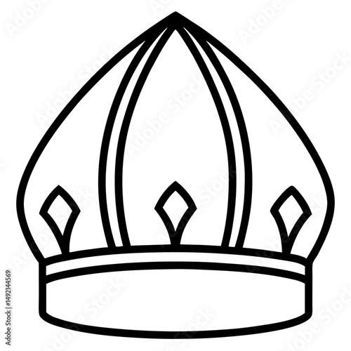 Simple Black Mitre Silhouette on White Background