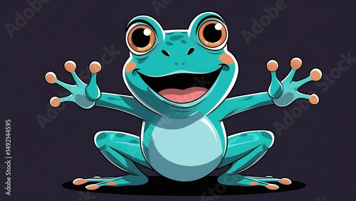 cheerful brightly colored frog cartoon