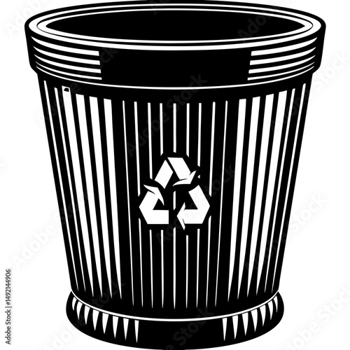 Recycle bin symbol in silhouette vector illustration