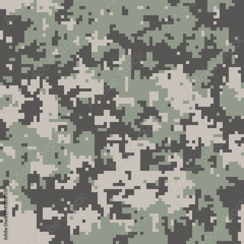 Abstract digital camouflage pattern.  Perfect for backgrounds, textiles, or militarythemed designs.  Subtle yet striking, this pixelated texture offers versatility and a modern aesthetic.