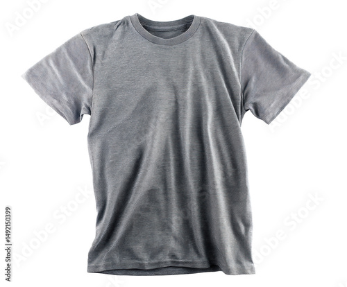 Casual gray t-shirt design for everyday wear and fashion styling on a transparent background, cut out