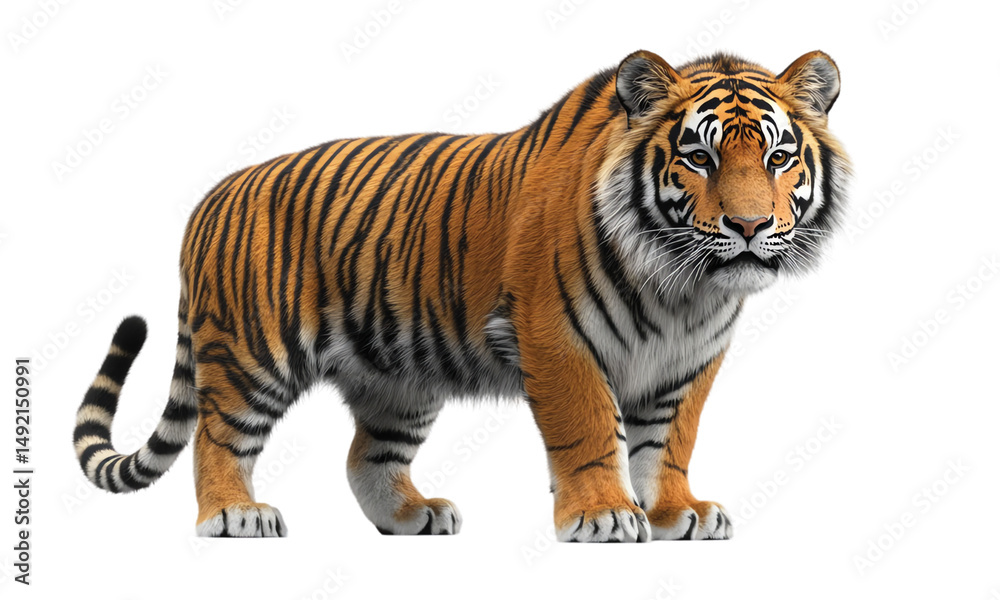 Obraz premium Tiger isolated on transparent white background, clipping path ,png 