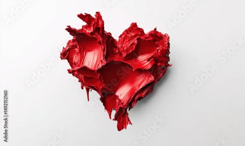 Red paint heart, studio shot, white background, Valentine's Day card
