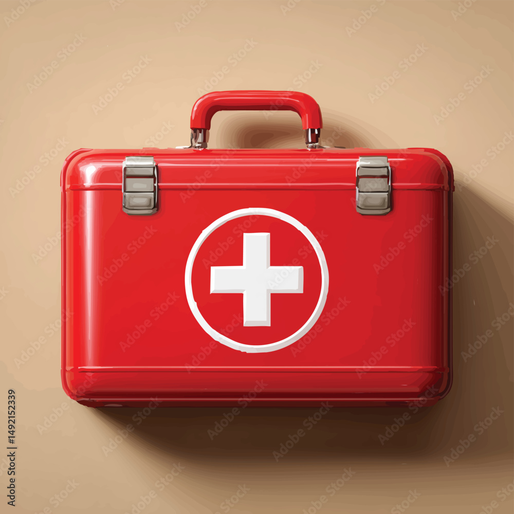 Obraz premium Shiny red first aid kit