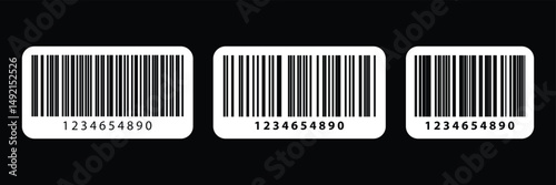 Barcode icon. Vector long barcode with numbers.