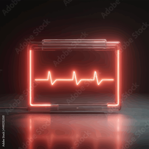 Glowing vital sign display on shiny surface