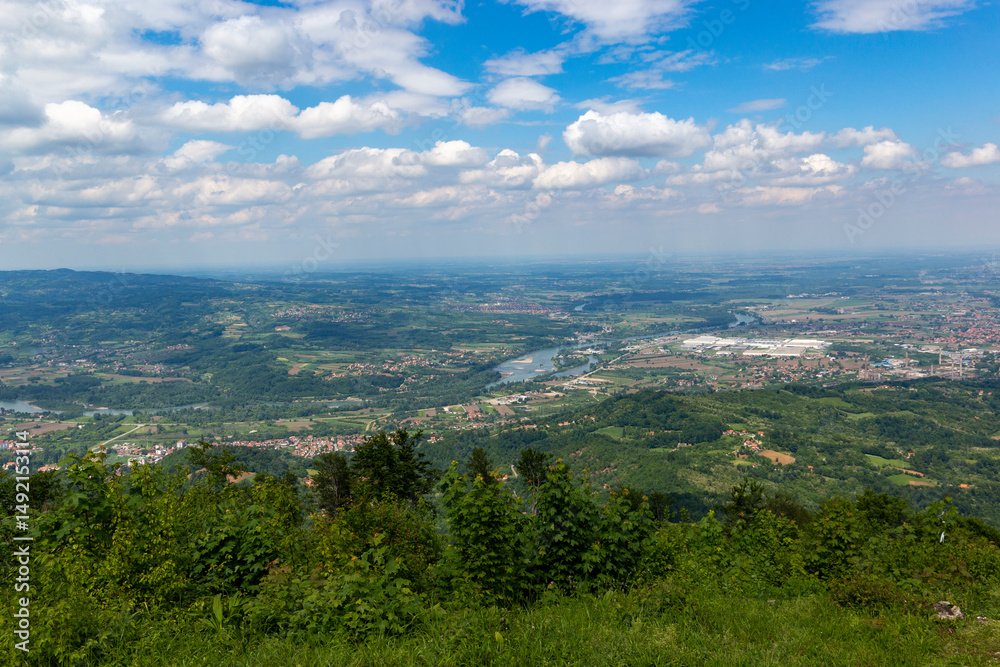 Fototapeta premium View of Serbia and Bosnia from Mount Gucevo