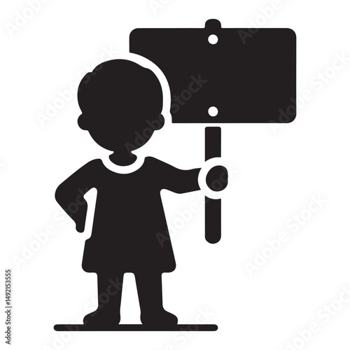 Silhouette activist holding a sign vector illustration for social issues