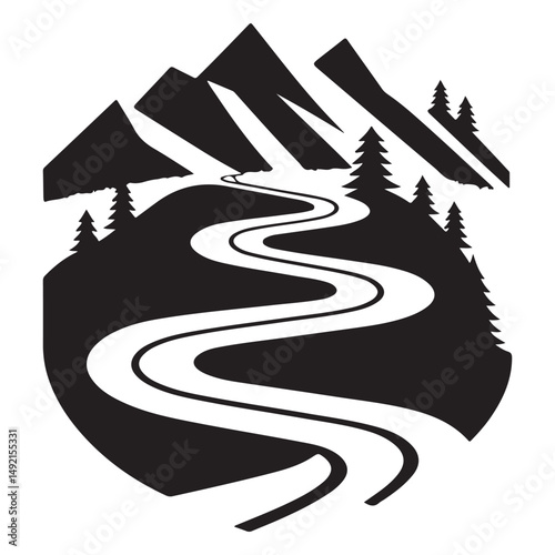 Mountain Road Trip Adventure Illustration Ideal For Travel Enthusiasts