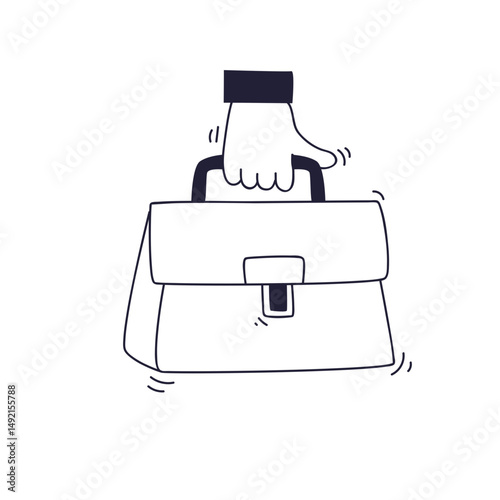 A hand firmly grips a briefcase, symbolizing business strength and determination.