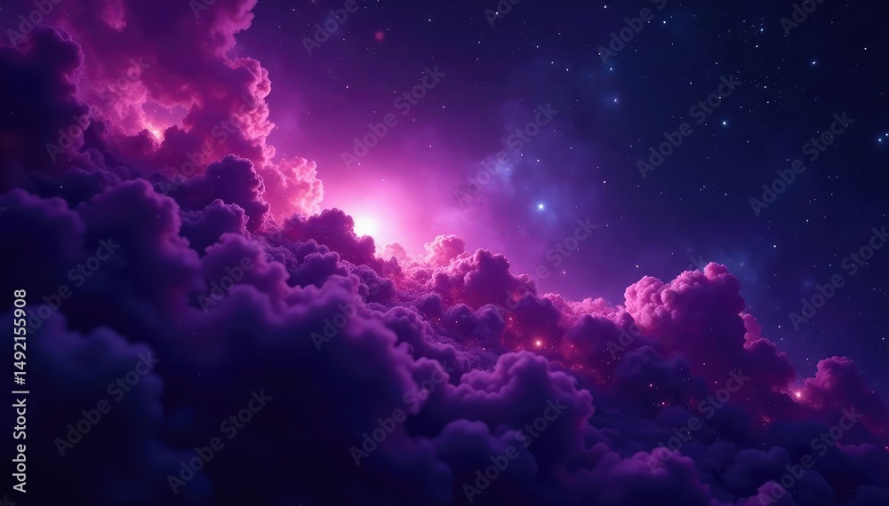 Obraz premium Mysterious purple nebula on a black background, cosmic dust and gas clouds , abstract, design
