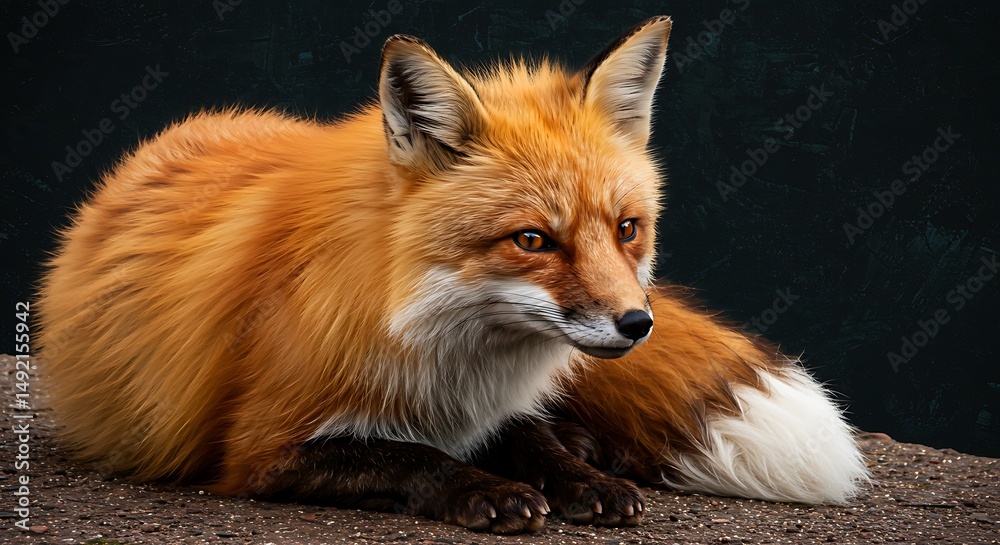 Fototapeta premium Resting Fox Looking Alert in Natural Habitat