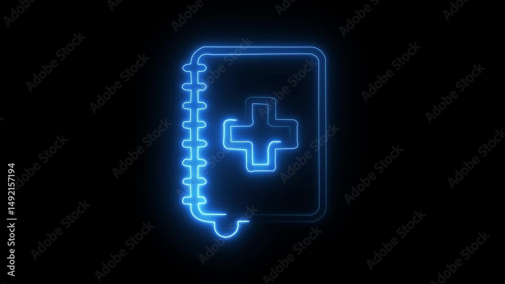 Glowing neon medical logo icon bule color and black background. HD Video graphic animation Glowing . Concept: healthcare and medical services, pharmacies. Glowing neon medical logo icon bule color and black background. HD Video graphic animation Glowing . Concept: healthcare and medical services, pharmacies.