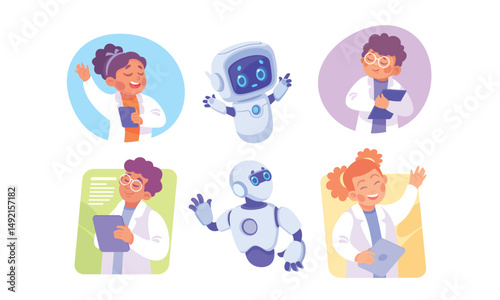 Innovative Science and Technology Characters featuring an engaging Robot Assistant companion