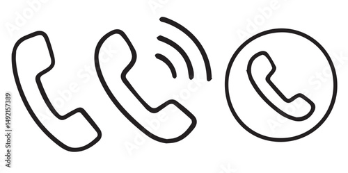 Minimalist Phone Call Icons Set – Communication, Contact & Hotline Symbol Pack  
