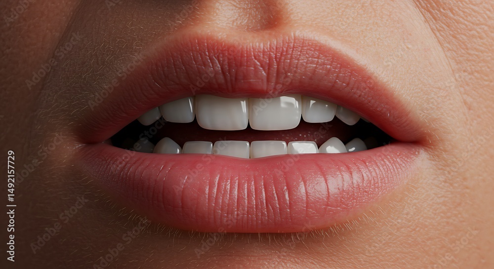 Obraz premium Showing White Teeth and Lips in a Smile Close Up