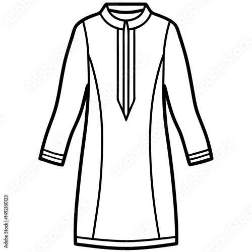 Simple Black Kameez Silhouette Vector on White Background
