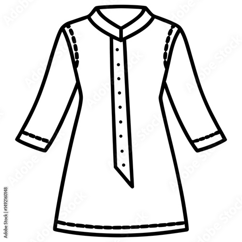 Simple Black Kameez Silhouette Vector on White Background
