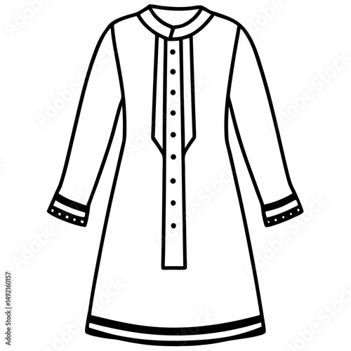 Simple Black Kameez Silhouette Vector on White Background