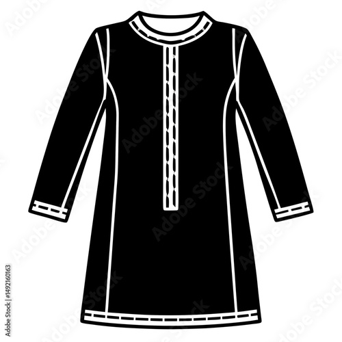 Simple Black Kameez Silhouette Vector on White Background