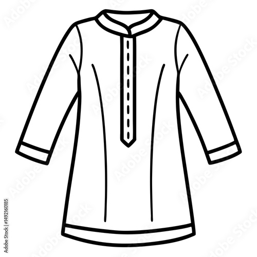Simple Black Kameez Silhouette Vector on White Background