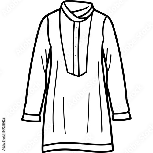 Simple Black Kameez Silhouette Vector on White Background