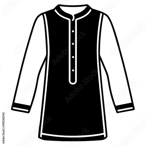 Simple Black Kameez Silhouette Vector on White Background