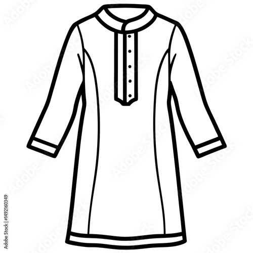 Simple Black Kameez Silhouette Vector on White Background