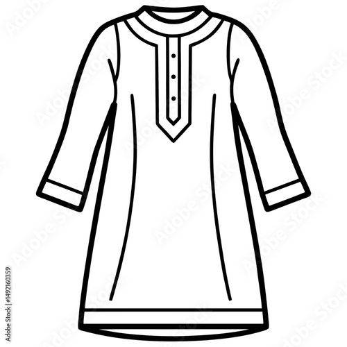 Simple Black Kameez Silhouette Vector on White Background