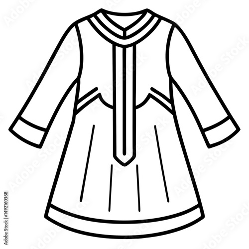 Simple Black Kameez Silhouette Vector on White Background