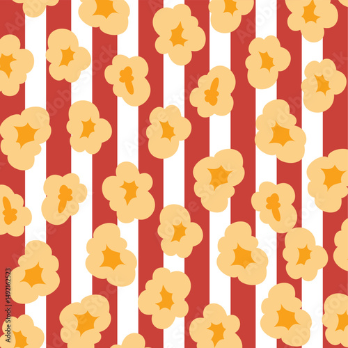 Popcorn seamless pattern Vector illustration. Popcorn pattern background. Can be use for backdrop, wrapping paper, cards, etc