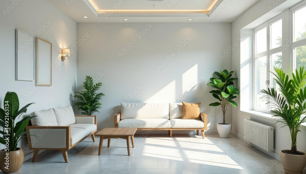 Fototapeta premium A clean and welcoming GP doctor's office waiting area , general practitioner, neat