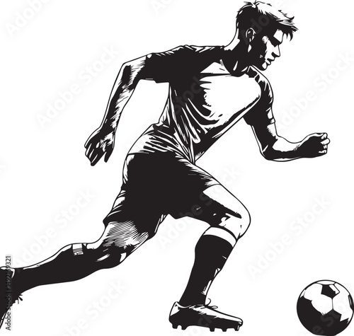 Dynamic Football Player Illustrations in Bold Graphic Style