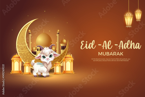 Sheep wishing Eid ul Adha Happy Bakra Id holy festival of Islam Muslim