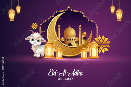 Sheep wishing Eid ul Adha Happy Bakra Id holy festival of Islam Muslim