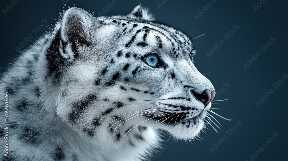 Obraz premium Close-up profile of a snow leopard