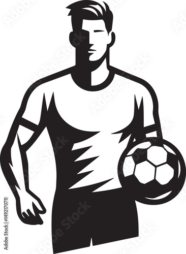 Dynamic Football Player Illustrations in Bold Graphic Style