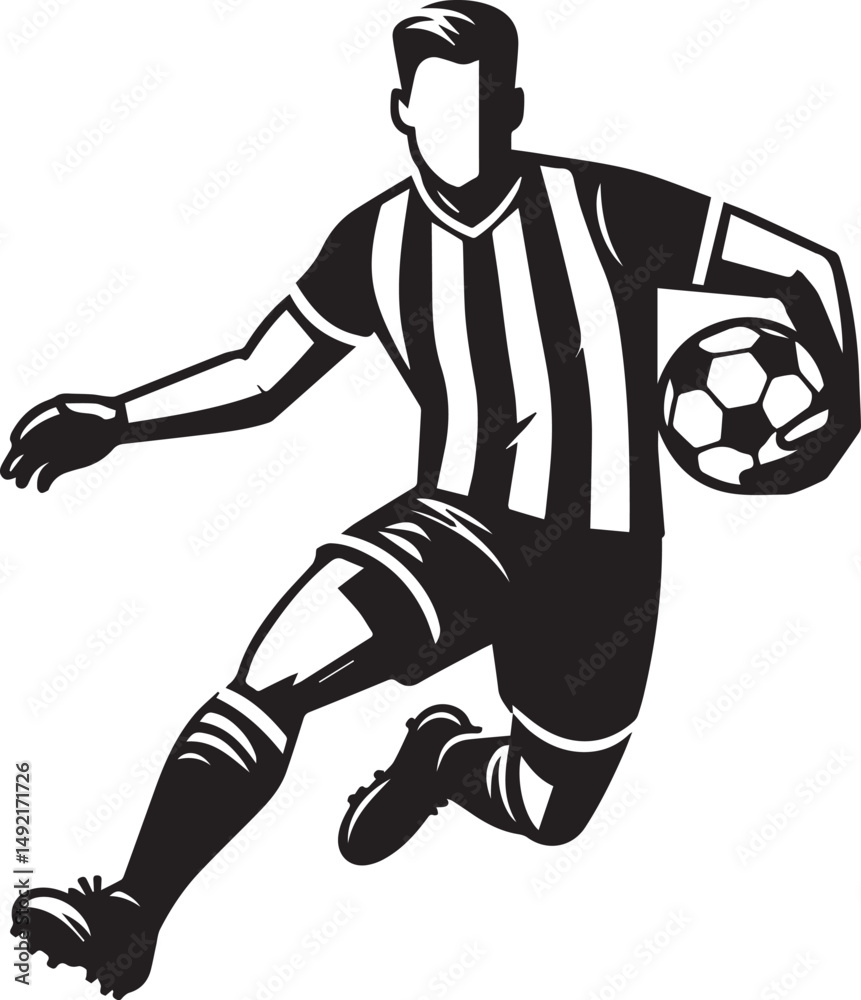 Fototapeta premium Dynamic Football Player Illustrations in Bold Graphic Style
