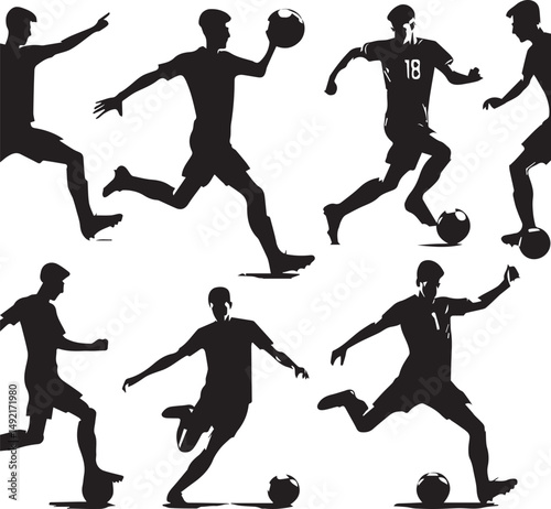 Dynamic Football Player Illustrations in Bold Graphic Style