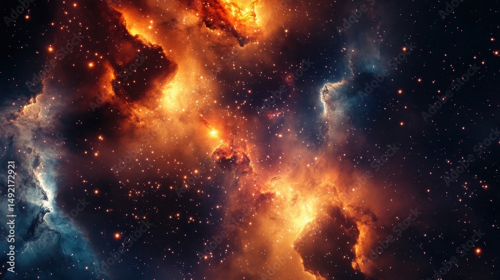 Fototapeta premium Vibrant Nebula in Space with Bright Colors and Stars