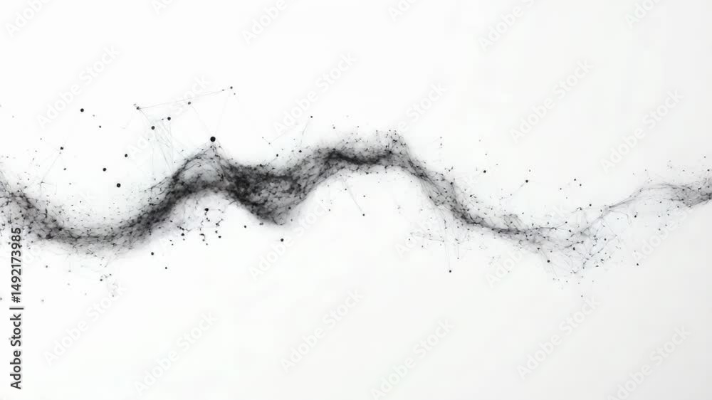 Abstract black particle wave animation on a clean white background for stock footage