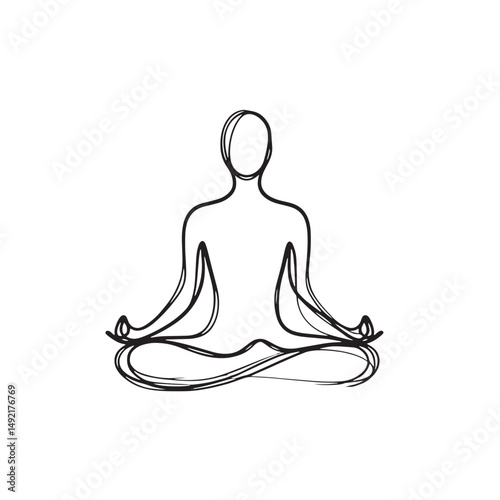 Vector illustration yoga silhouette  illustration . simple continuous one line drawing