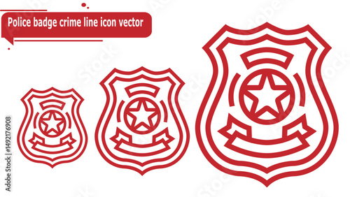  Police badge crime line icon vector