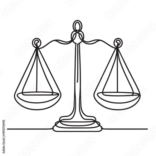 scales of justice  vector one line drawing illustration
