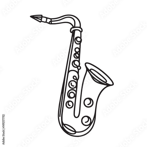 saxophone style musical notes vector illustration  one line drawing illustration