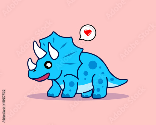 cute cartoon triceratops dinosaur illustration
