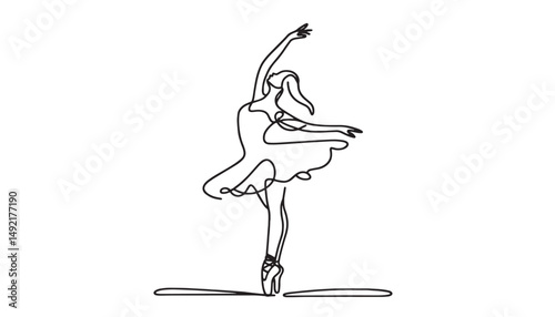ballet dancer silhouette  vector one line drawing illustration