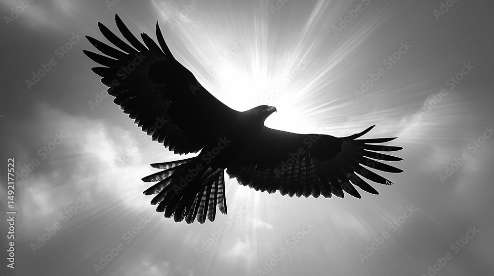 Fototapeta premium Majestic bird soaring through the sunlit sky