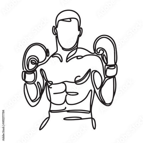 vector illustration of a boxer  simple continuous one line drawing