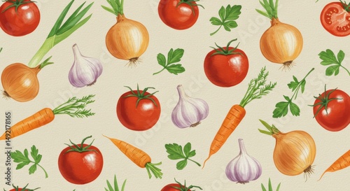 Fresh vegetable pattern illustration